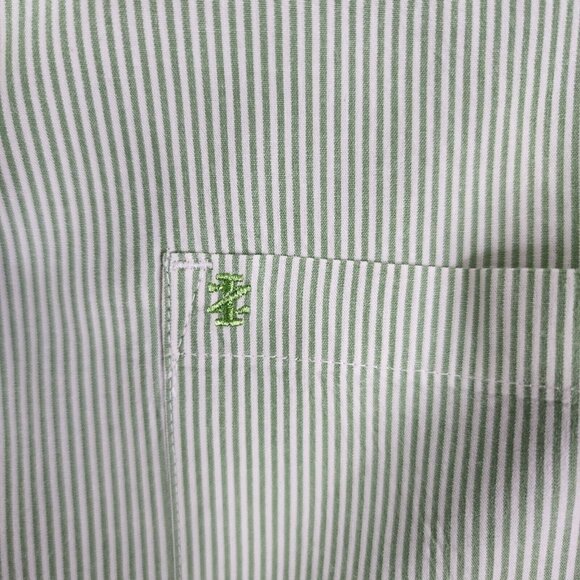 Mens Izod Shirt White & Green Striped Long Sleeve Button Down Size Large - Picture 8 of 12